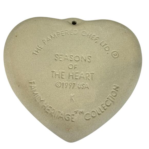 Pampered Chef Vintage 1997 Seasons Of The Heart Clay Cookie Mold - Picture 3 of 5
